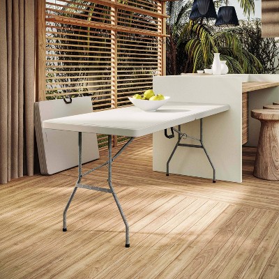 Granite White 6' Folding Table with Powder-Coated Steel Legs