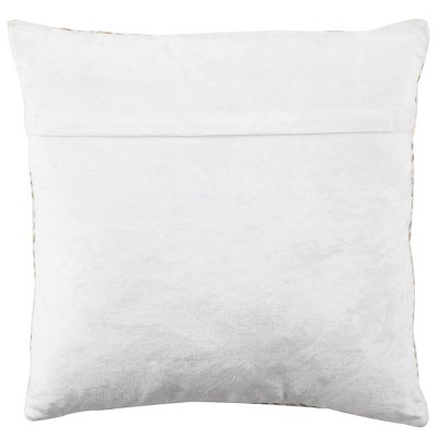 Cream Embroidered Geometric Square Accent Pillow