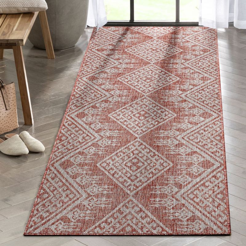 Well Woven Cascade Indoor OutdoorFlat Weave Pile Diamond Medallion Area Rug, 3 of 10