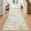 Washable Vintage Living Room Rugs, Distressed Floral Print Non Slip Bedroom Rugs, Low Pile Stain Resistant Accent Large Carpet for Home Office - 3 of 4