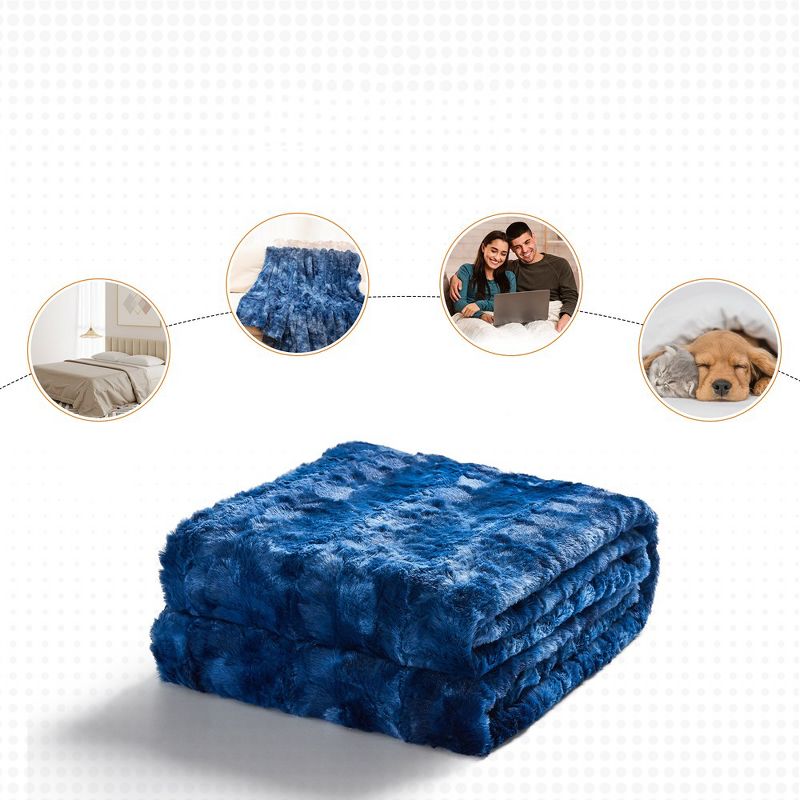 Cheer Collection Ultra Soft Faux Fur Throw Blanket - Blue, 3 of 10