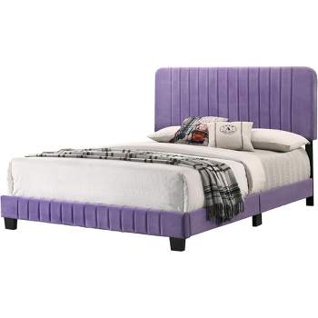 Passion Furniture Lodi Velvet UpholsteChannel Tufted King Panel Bed