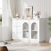 GustoWave 48"W Buffet Cabinet Storage Cabinet with led, Sideboard Kitchen Buffet Table with 3 Drawers, Coffee Bar Cabinet, Elegant White - 4 of 4