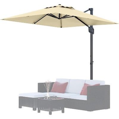 10' x 10' Heavy Duty Cantilever Patio Umbrella, Square Offset Aluminum Offset Sun Shade Outdoor Umbrella with 360-Degree Rotation for Backyard