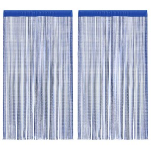 Aghana Digitals Blue String Curtains 2-Pack, 55.1x98.4", Polyester Washable, Cut-to-Size, - 1 of 4