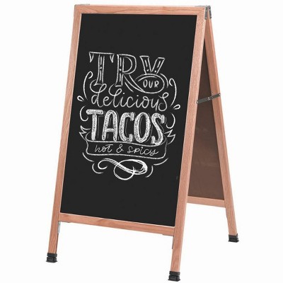Aarco Products A-1B 42"x24" Rustic Weathered A-Frame Sidewalk Black Composition Chalkboard with Clear Lacquer Finish