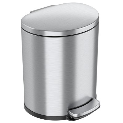 iTouchless Step Pedal Kitchen Trash Can with AbsorbX Odor Filter and Removable Inner Bucket 5 Gallon Semi-Round Stainless Steel