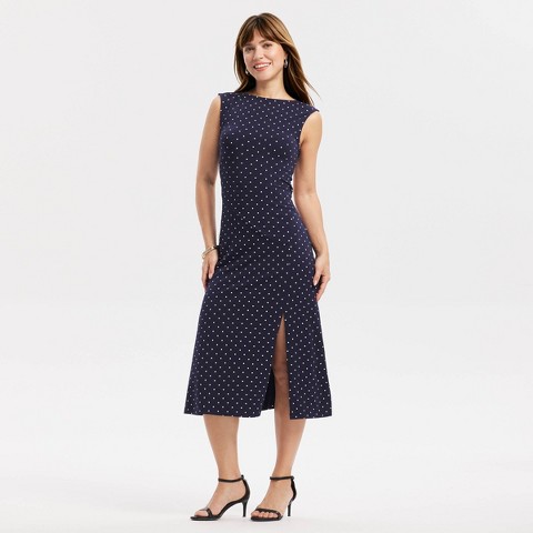 Женские платья A New Day Women's Cutout Back Midi Dress - A New Day™ Navy Blue Polka Dots M