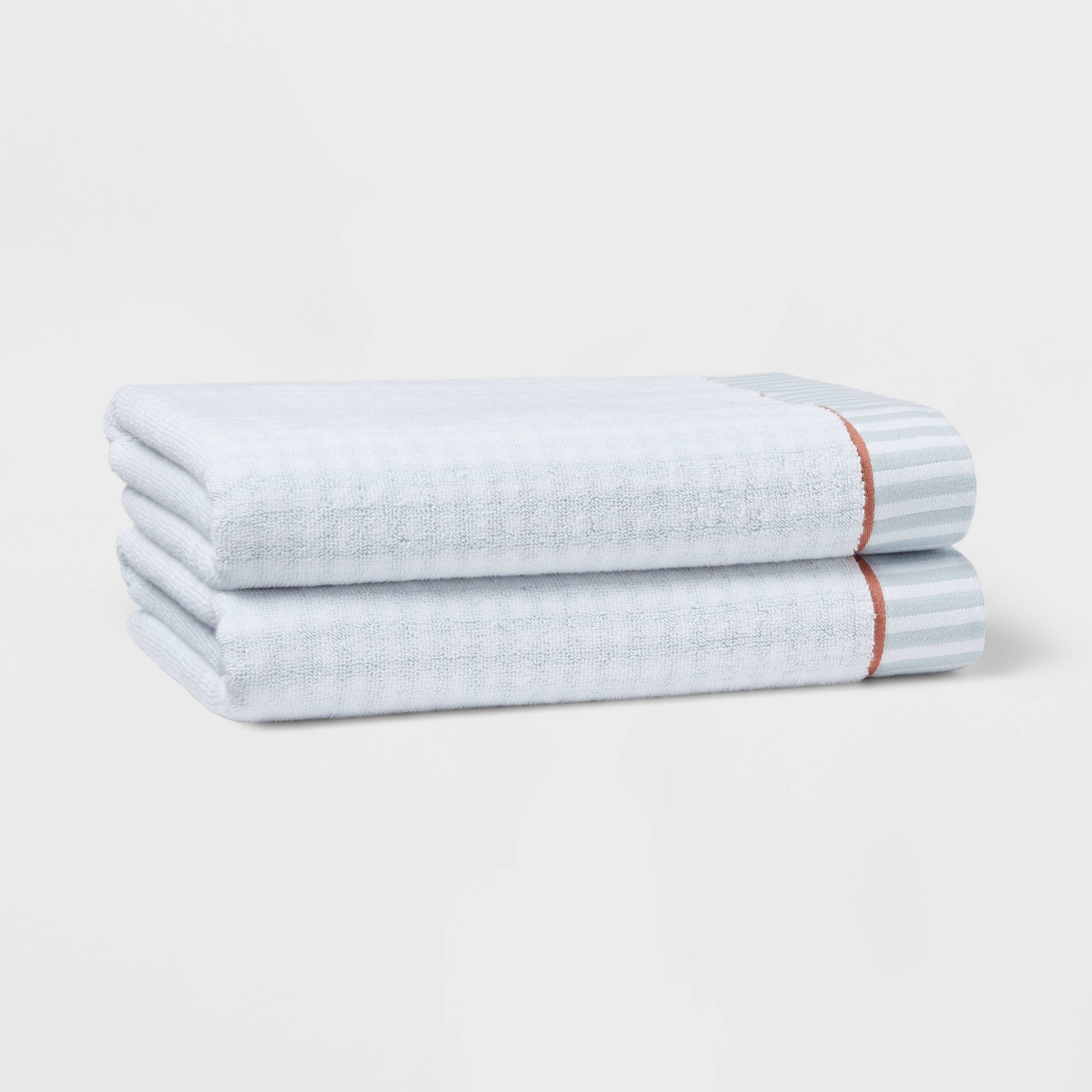 2pc Traditional Gingham Plaid Bath Towel Blue- Threshold™