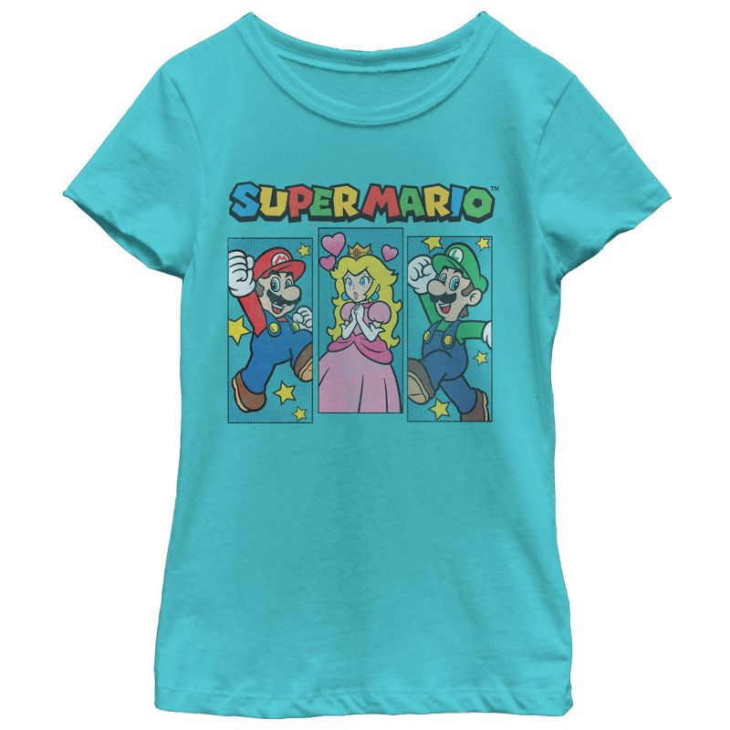 Girl's Nintendo Super Mario Brothers and Princess Peach T-Shirt, 1 of 5