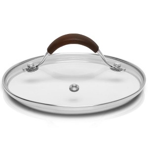 NutriChef 1.5 Quart Tempered Glass Cooking Pot Lid - Stainless Rim - Dishwasher Safe - 1 of 4