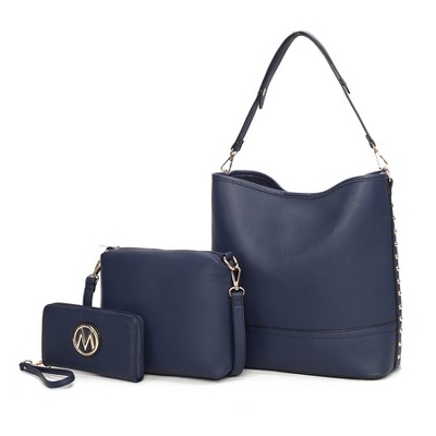 MKF Collection Wren Vegan Leather Women’s Hobo with Pouch and Wristlet Wallet by Mia K- 3 pieces