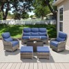Belord All Weather Wicker Patio Furniture Set 6 Pieces, 6-INCH Extra Thick Cushion Outdoor Patio Firepit Set with Patio Sofa Swivel Chair and Ottoman - 3 of 4
