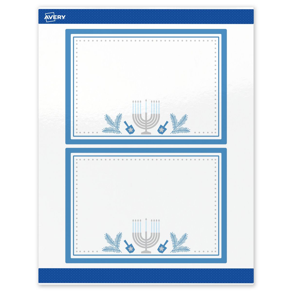 Avery® Labels, 5" x 7", Glossy, Silver Menorah Frame, 40