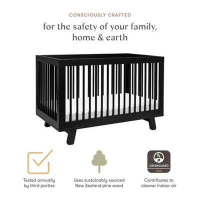 Hudson Black 3-in-1 Convertible Crib with Toddler Rail