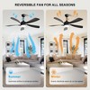 52 Inch Smart Ceiling Fan With Lights and Remote High CFM Reversible DC Bedroom Ceiling Fan 6 Wind Speeds Dimmable LED 5 Carved ABS Blades - 2 of 4