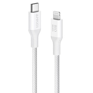 Anker 3' Bio-Braided Lightning to USB-C ECO Friendly Fast Charging Cable - White - 1 of 3