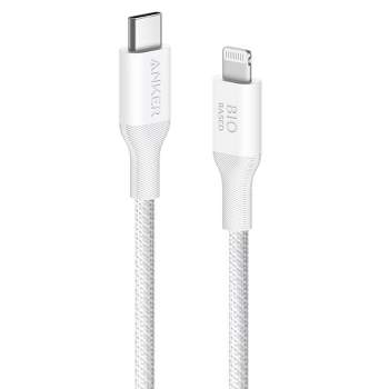 Anker 3' Bio-Braided Lightning to USB-C ECO Friendly Fast Charging Cable - White