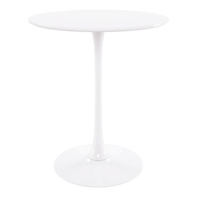 HomeRoots 36" White Rounded Manufactured Wood and Metal Bar Table