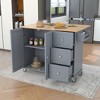 Rolling Kitchen Island Cart, with Wood Desktop, Cabinet and Drawers, Spice Rack, Towel Rack, Wine Rack, for Kitchen, Dining - 3 of 4