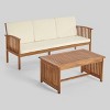 2pc Carolina Acacia Patio Sofa and Coffee Table Set Teak: Weather-Resistant with Cushions - Christopher Knight Home - 2 of 4