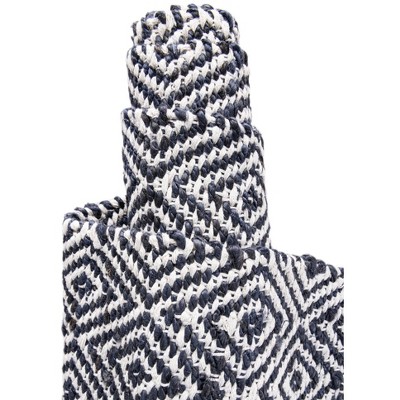 Handmade White Navy Geometric Braided Jute 3x5 Area Rug