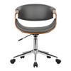 Geneva Faux Leather Chrome Office Chair Gray - Armen Living: Swivel, Adjustable Height, Fixed Arms - 3 of 4