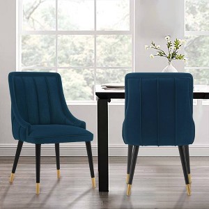 Eda Modern Velvet Upholstered Dining Chair Midnight Blue - Manhattan Comfort - 1 of 4