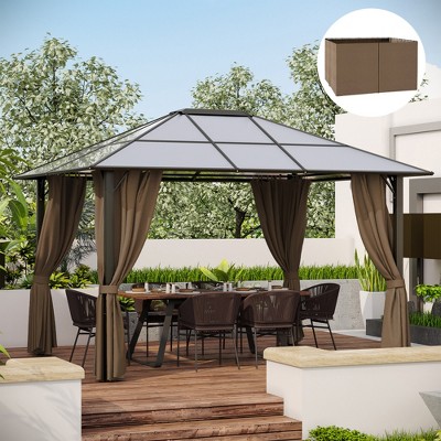 Outdoor Brown Polyester Gazebo Sidewall Set with Hooks