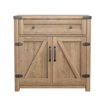 Pantry Cabinets, with Telescoping Metal Glides Wood Closet for Kitchen Buffet Cabinet, Modern Farmhouse Double Barn Door Accent Cabinet