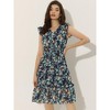 Allegra K Women's Floral Flutter Sleeves V Neck Smocked Ruffle Sundresses - 2 of 4