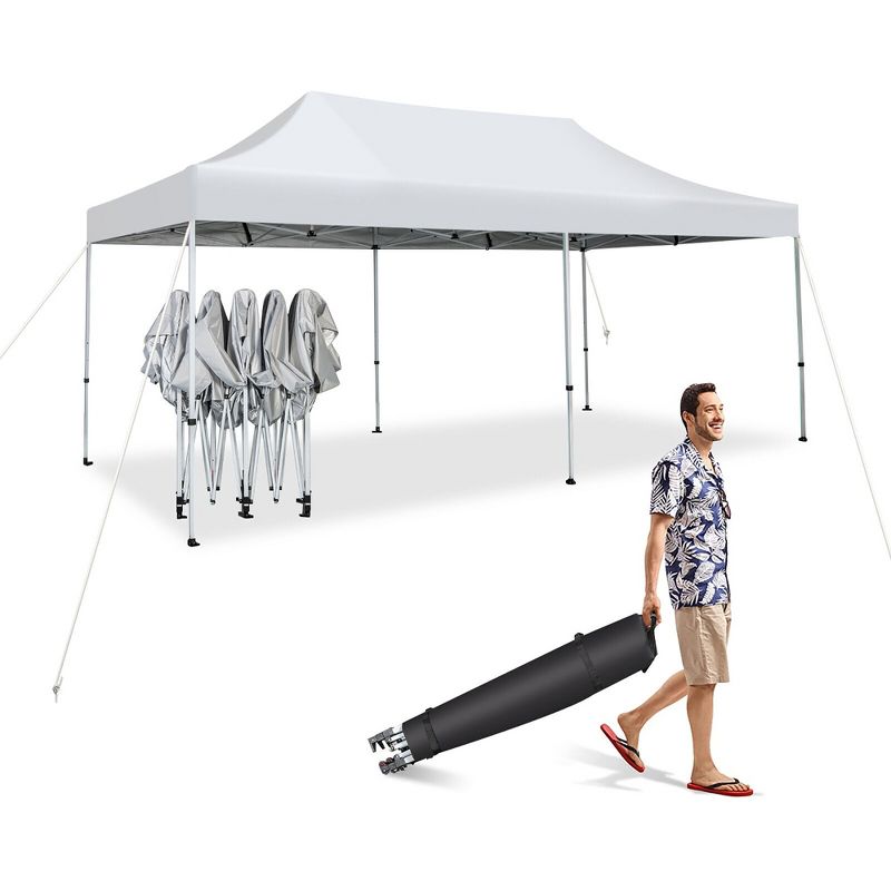 Tangkula 10 x 20FT Patio Pop-Up Folding Canopy Tent UPF 50+ Instant Sun Shelter White, 1 of 10