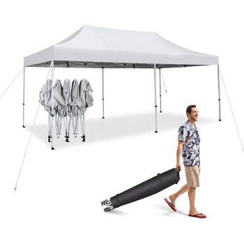 Tangkula 10 x 20FT Patio Pop-Up Folding Canopy Tent UPF 50+ Instant Sun Shelter White