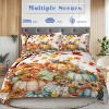 3 Pieces Colorful Oil Painting Pumpkin Pattern Quilt Set for All Seasons Flower Fall Leaves Bedding Set with 2 Pillowcases for Kids Adults - 2 of 4