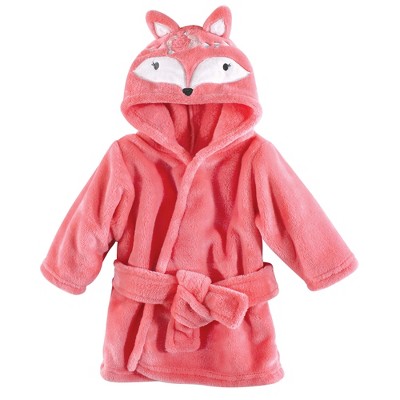  Hudson Baby Infant Girl Plush Animal Face Bathrobe, Boho Fox, 0-9 Months 