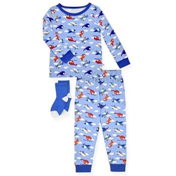 Sleep On It Infant & Toddler Boys 2-Piece Super Soft Jersey Snug-Fit Pajama Set with Matching Socks