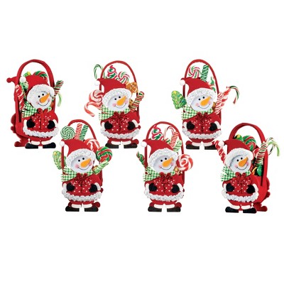 Collections Etc Adorable Festive Snowman Treat Bags - Set of 6 4.25 X 3 X 9.5