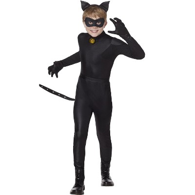 Miraculous Cat Noir Big Girls Zip Up Cosplay Costume Coverall Tail Mask And  Headband 4 Piece Set Black 14-16 : Target