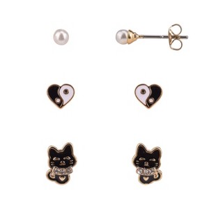 FAO Schwarz Gold Tone Kitty  Trio Earring Set - 1 of 2