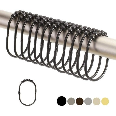 LunaLulinlk 2 lb , Wide Shower Curtain Ring Hooks Set | 1, Black Stainless Steel