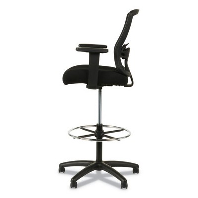 Adjustable Black Mesh Swivel Stool with Fixed Arms