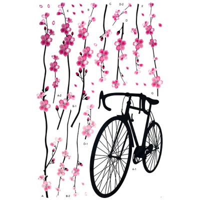 Slickblue Bike & Flowers Vinyl Wall Stickers – Large & X-Large Decals for Home, Living Room, Bedroom Decor