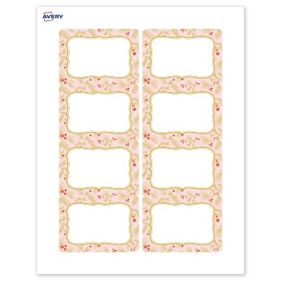 Avery Name Badges, 2-1/3" x 3-3/8", Gold-Pink Berries, Matte, 80ct