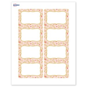 Avery Name Badges, 2-1/3" x 3-3/8", Gold-Pink Berries, Matte, 80ct - 1 of 4