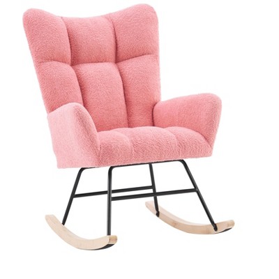 Nicbex Teddy Fabric Glider Rocking Chair,upholstered Nursery Rocking ...