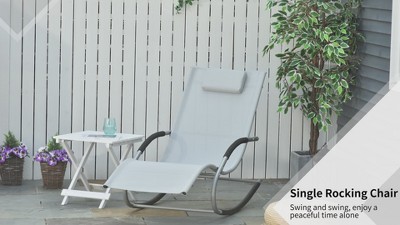 Grey Steel Frame Zero Gravity Outdoor Rocking Chaise Lounge