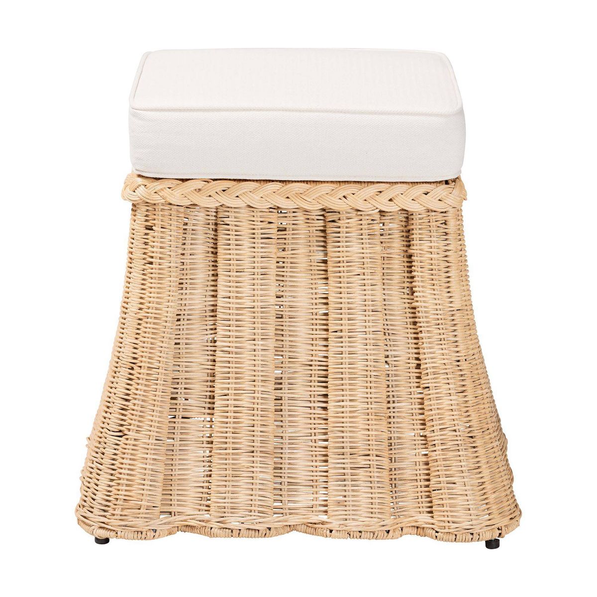 bali & pari Rotem Natural Rattan Small Ottoman with Cushion Natural Brown - thumbnail 3