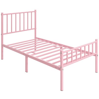 Yaheetech Metal Platform Bed Frame with Spindle Headboard and Footboard