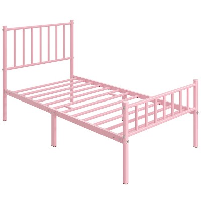 Yaheetech Simple Metal Twin Size Bed Frame With Curved Design Headboard ...