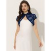 INSPIRE CHIC Women's Lace Stand Collar Pearl Button Short Sleeve Cropped Shrug - 3 of 4